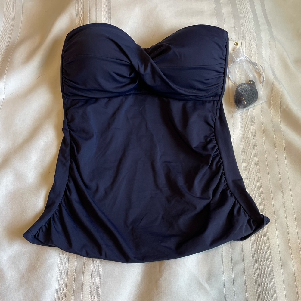 NWT Navy Blue Twisted Front Tankini size M